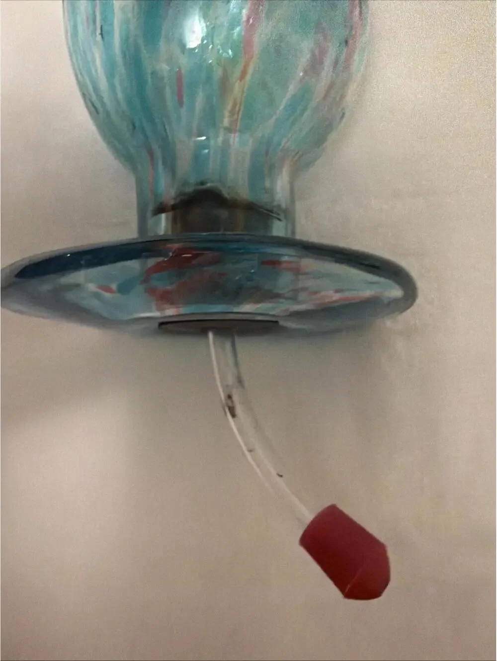Vintage Hand Blown Glass Hummingbird Feeder/Garden Art